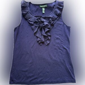 Ralph Lauren Navy Blue Ruffle Tank Top